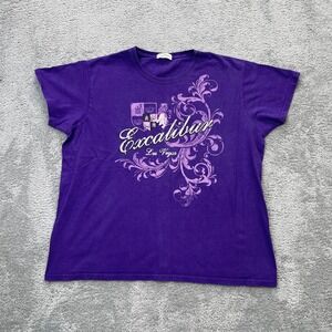 Vintage Excalibur Shirt Womens Large Purple Hotel Casino Las Vegas Graphic 90s